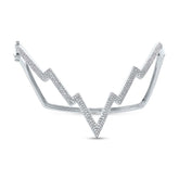 0.88ct 14k White Gold Diamond Pave Lightning Bangle